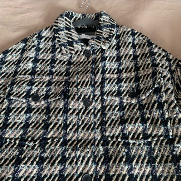 Mango Tweed Plaid Jacket Shacket Size L - Picture 15 of 16